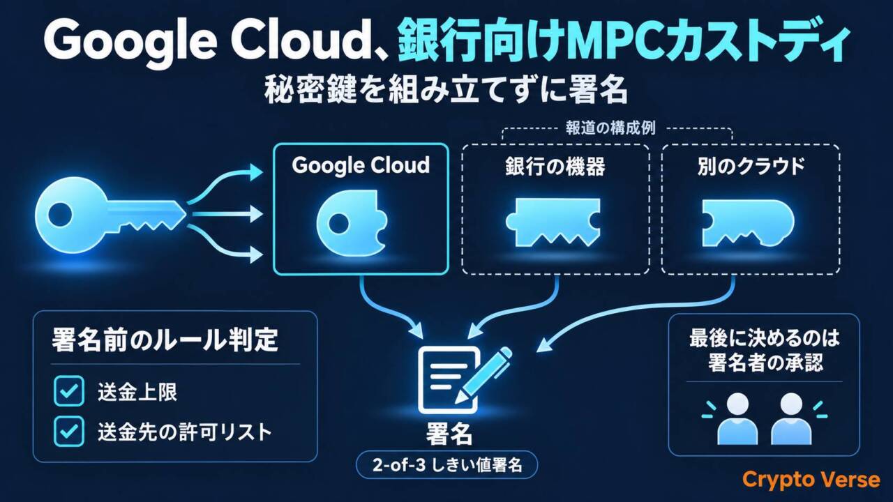 Google Cloud、銀行向けMPCカストディをプレビュー 秘密鍵を組み立てずに署名